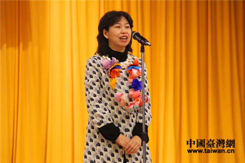 北京市臺灣同胞聯誼會副會長陳子雲在“與大師有約”活動中致辭。