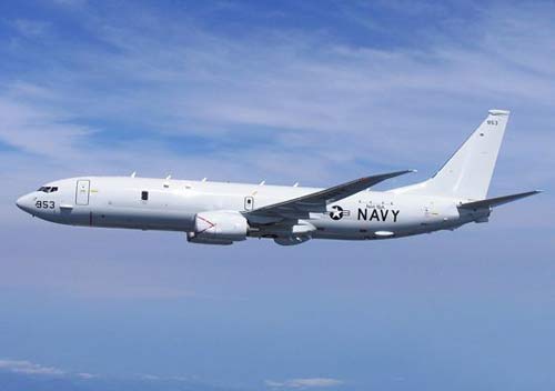 資料圖:美國海軍P-8A巡邏機 資料圖:美國海軍P-8A巡邏機